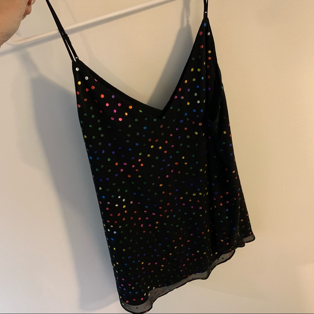 Express cami tank top black rainbow polka dots